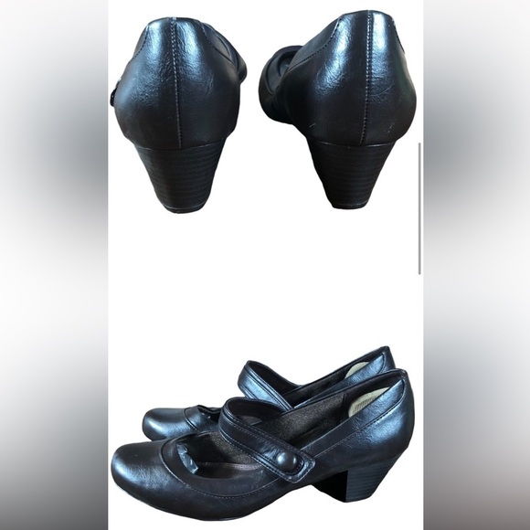 Life Stride 7.5 Brown Mary Jane Heels Chunky Wide Width Chocolate Comfort - Picture 2 of 4